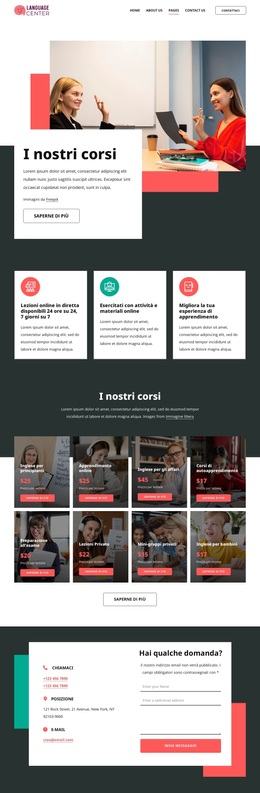 Prezzi del centro linguistico Temi WordPress