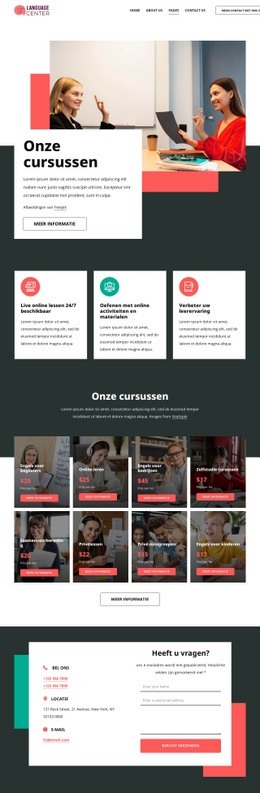 Prijzen Voor Taalcentra - Website-Prototype