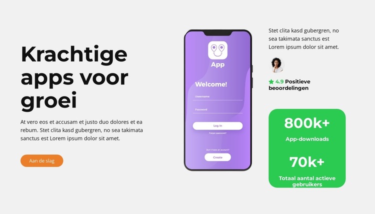 Innovatieve app-ontwikkeling Website sjabloon