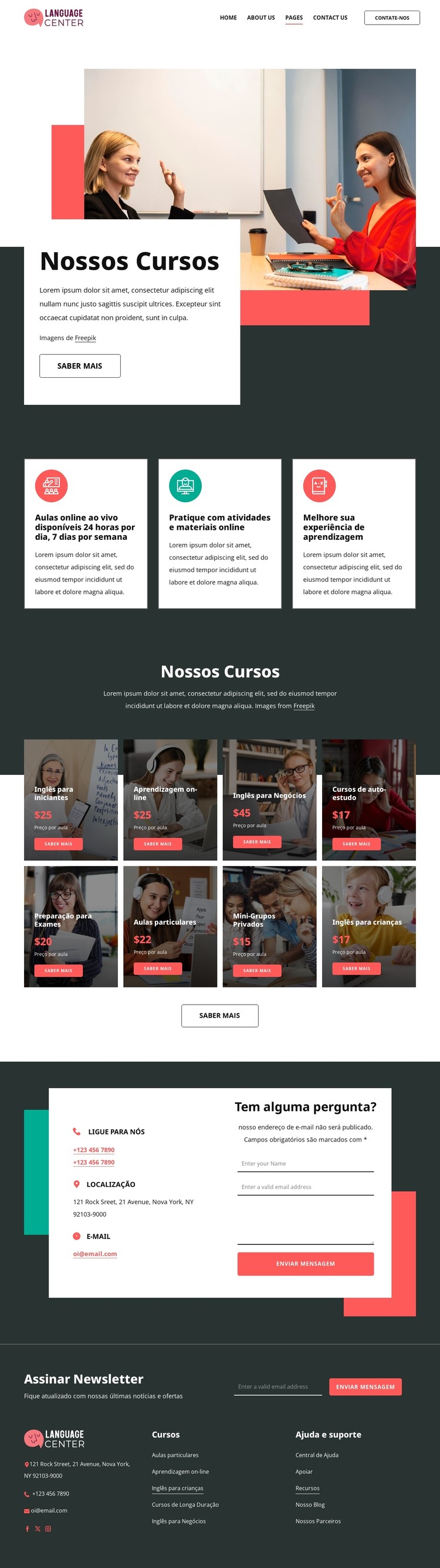 Preços do centro de idiomas Template CSS