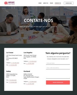 Página De Contato Do Centro De Idiomas - Modelo HTML