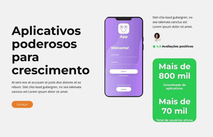 Desenvolvimento de aplicativos inovadores Modelo de site