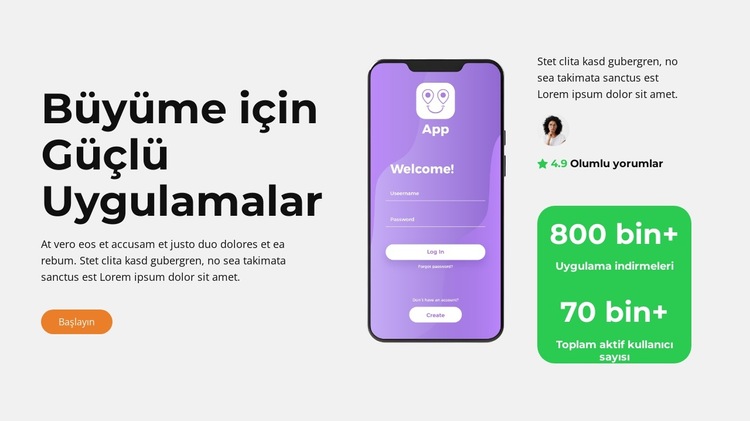 Yenilikçi Uygulama Geliştirme Web Sitesi Şablonu