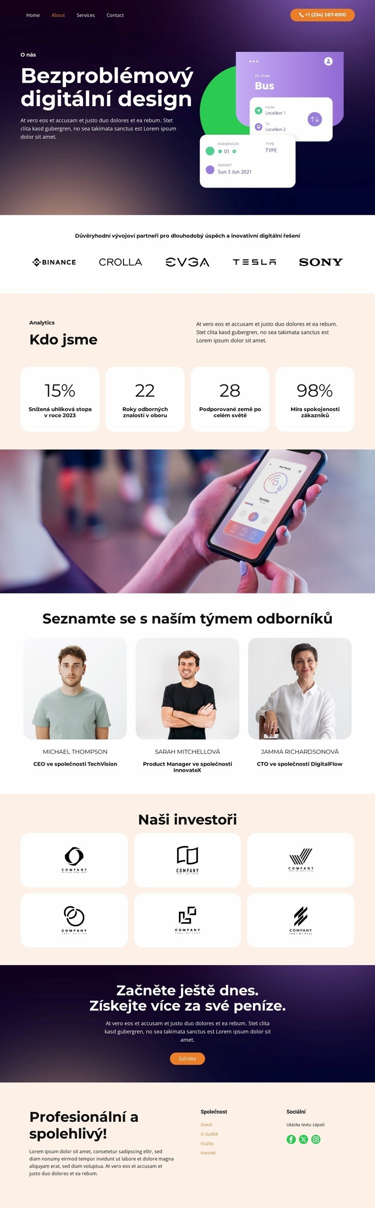 Nápad a plánování Šablona webové stránky