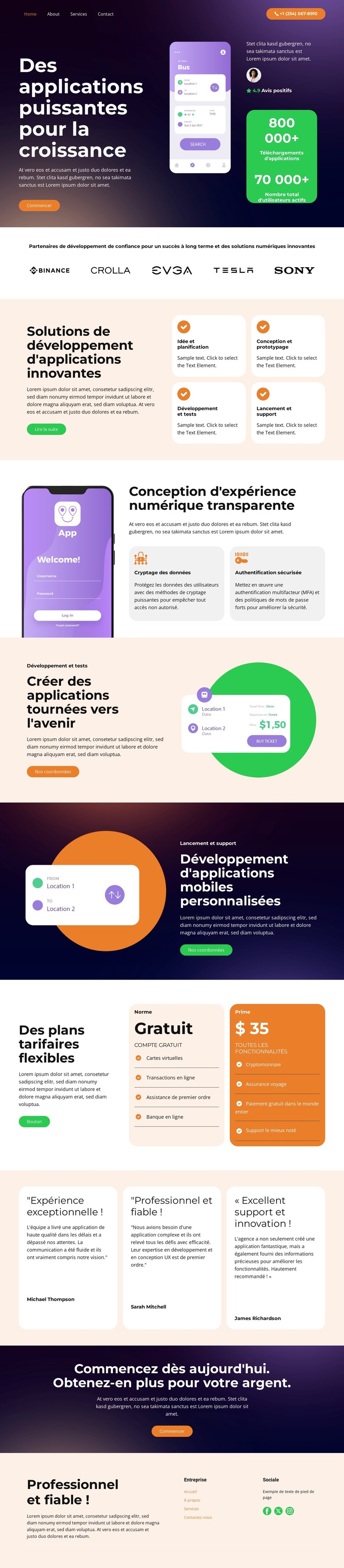 Transformez vos idées en applications Modèle HTML