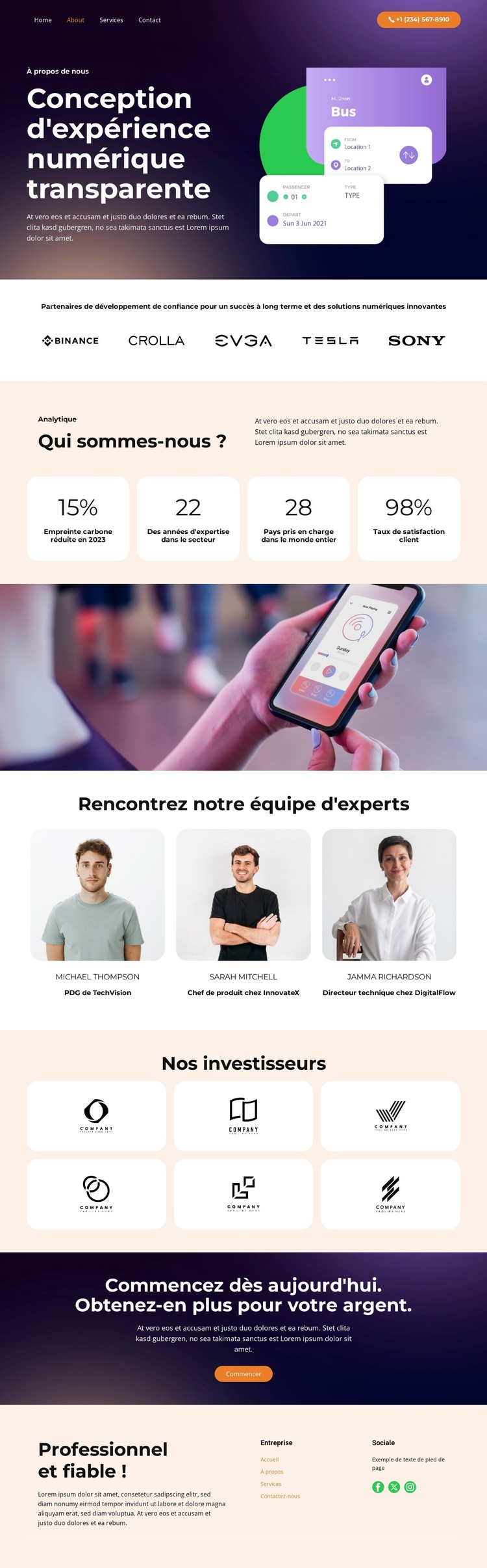 Idée et planification Modèle de site Web