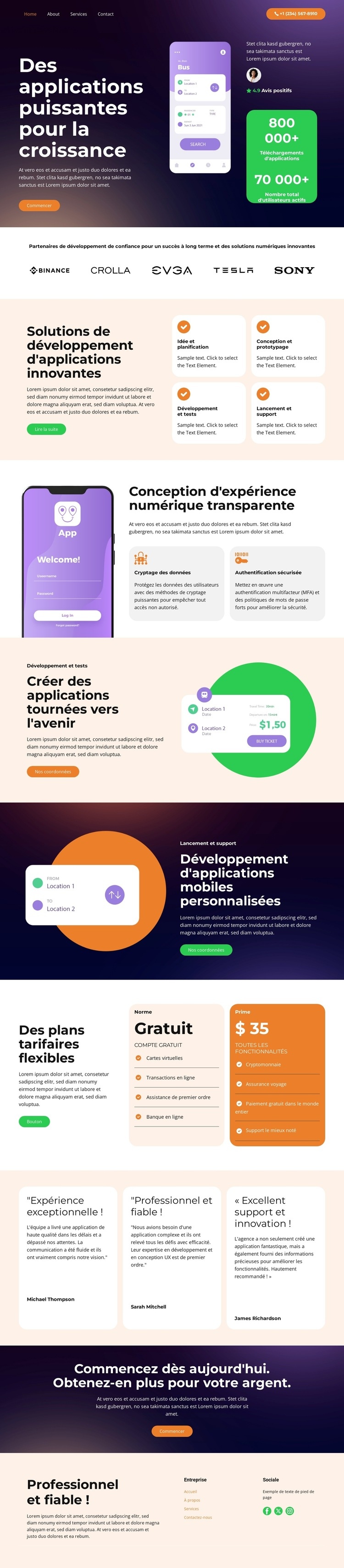 Transformez vos idées en applications Page de destination