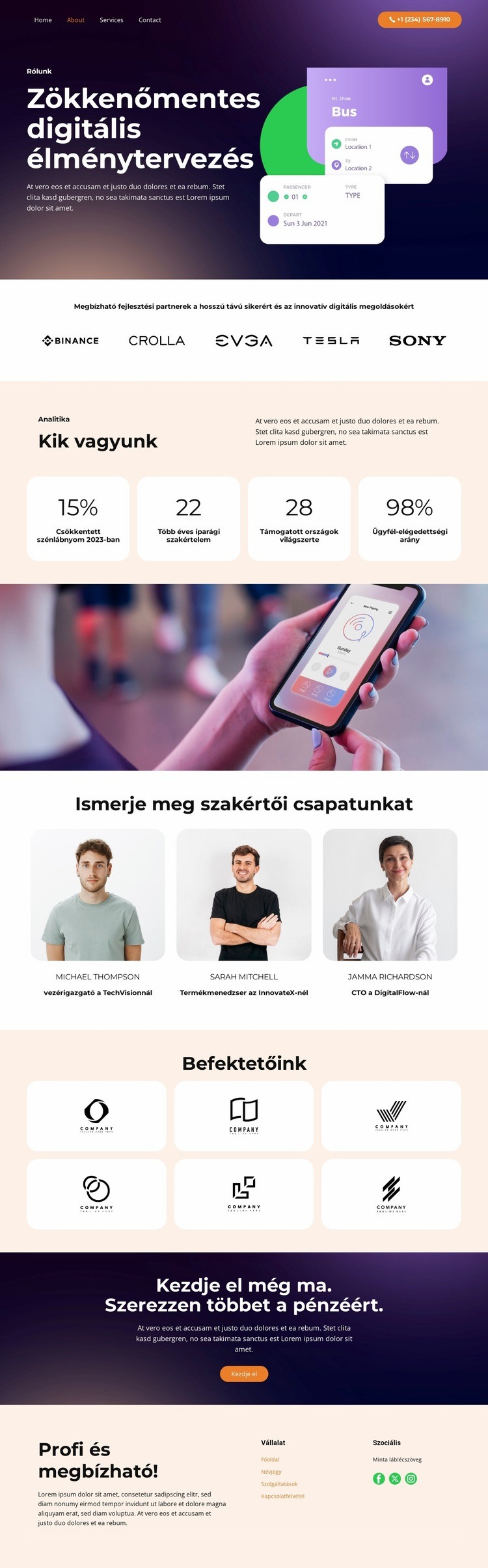 Ötlet és tervezés Weboldal sablon