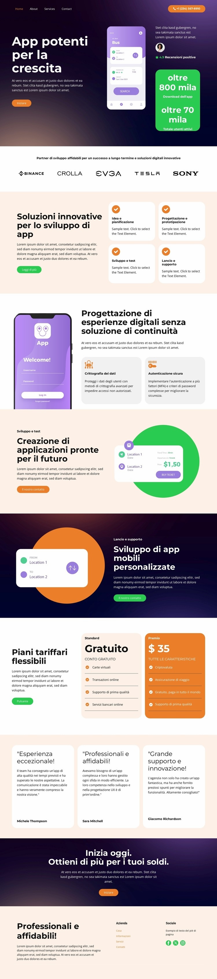 Trasforma le idee in app Pagina di destinazione