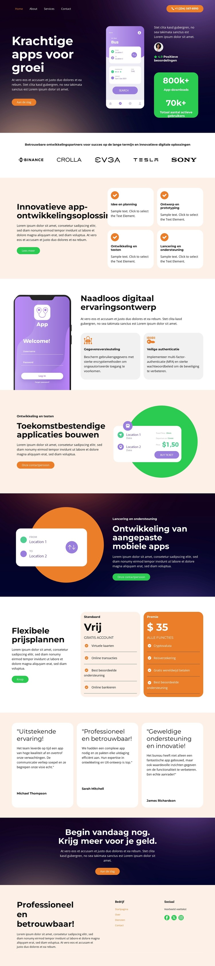 Transformeer ideeën in apps Website sjabloon