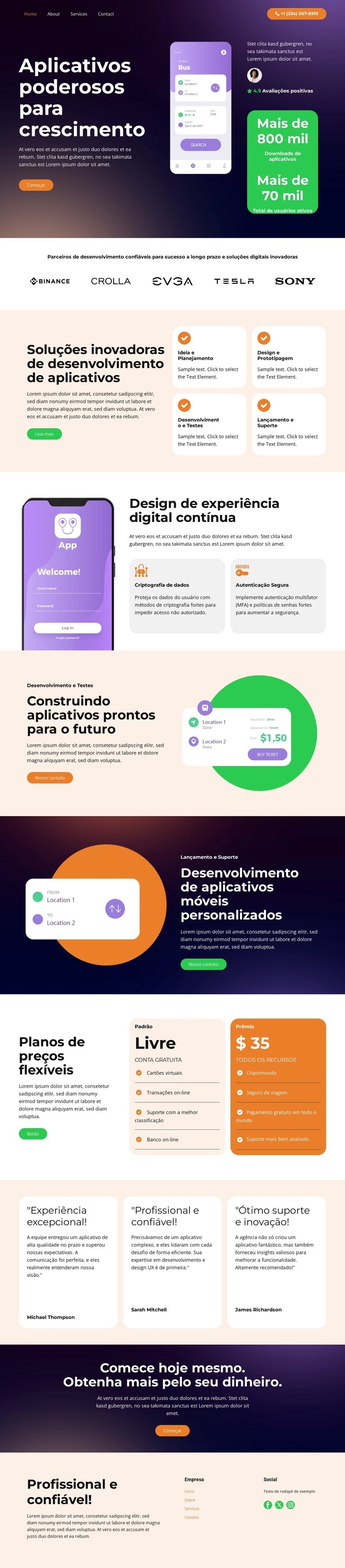 Transforme ideias em aplicativos Landing Page
