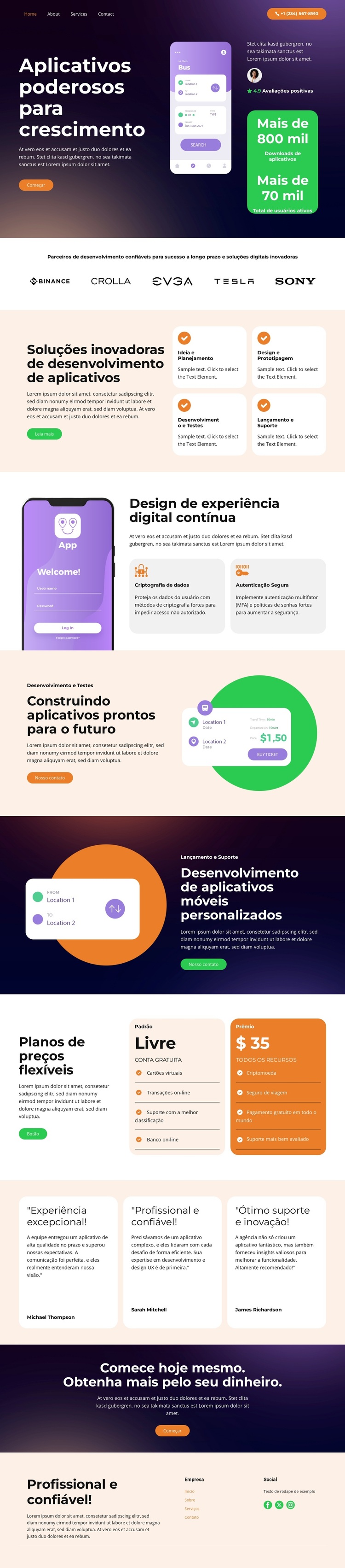 Transforme ideias em aplicativos Tema WordPress