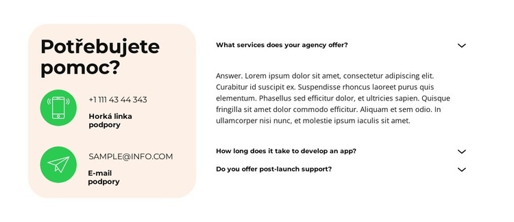 Spuštění a podpora Šablona HTML