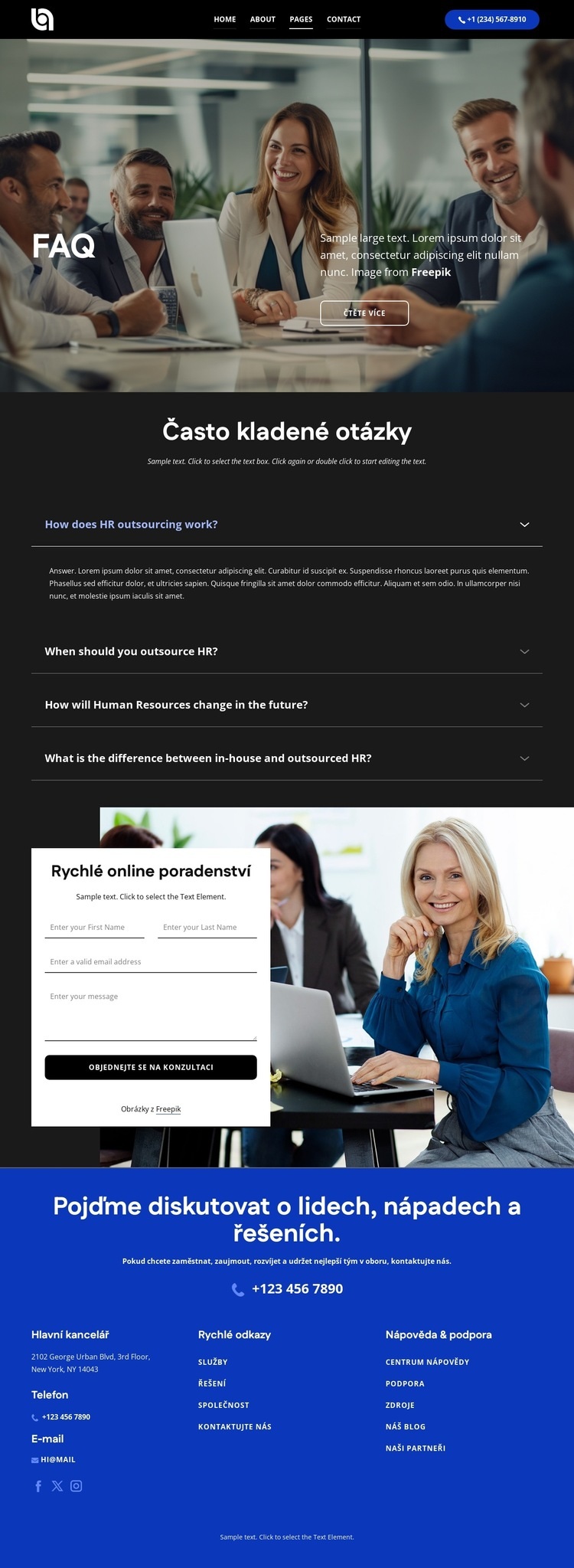 Seznam otázek a odpovídajících odpovědí Šablona webové stránky