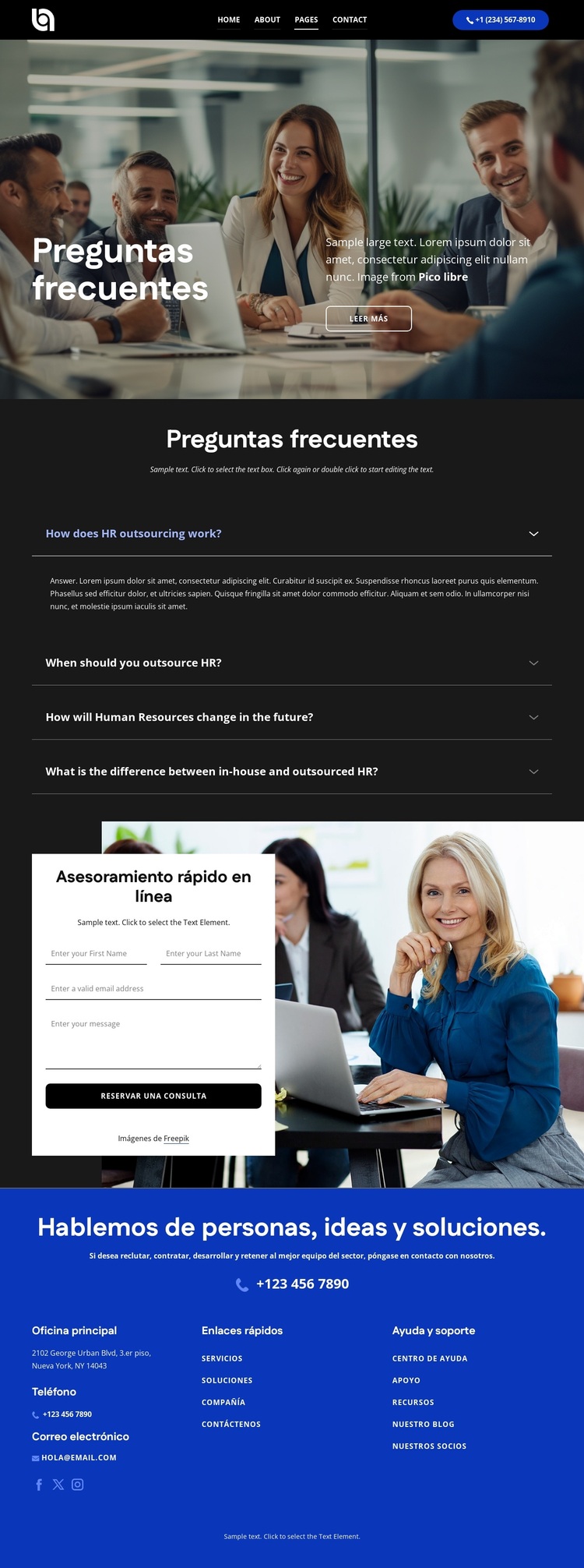 La lista de preguntas y respuestas correspondientes Tema de WordPress