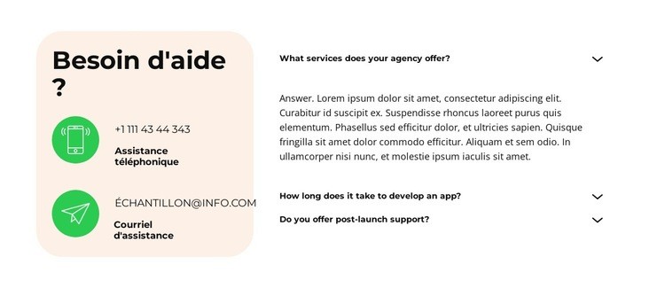 Lancement et support Maquette de site Web