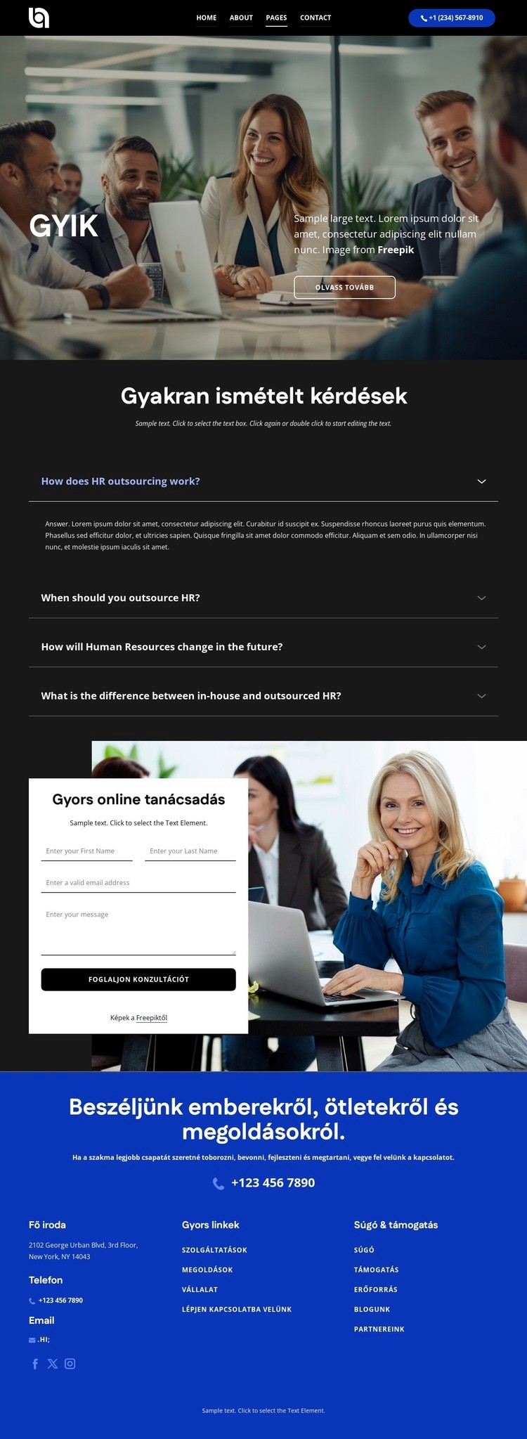 A kérdések listája és a megfelelő válaszok HTML Sablon