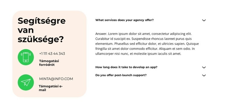 Indítás és támogatás Weboldal sablon