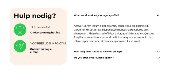 Lancering en ondersteuning Website sjabloon