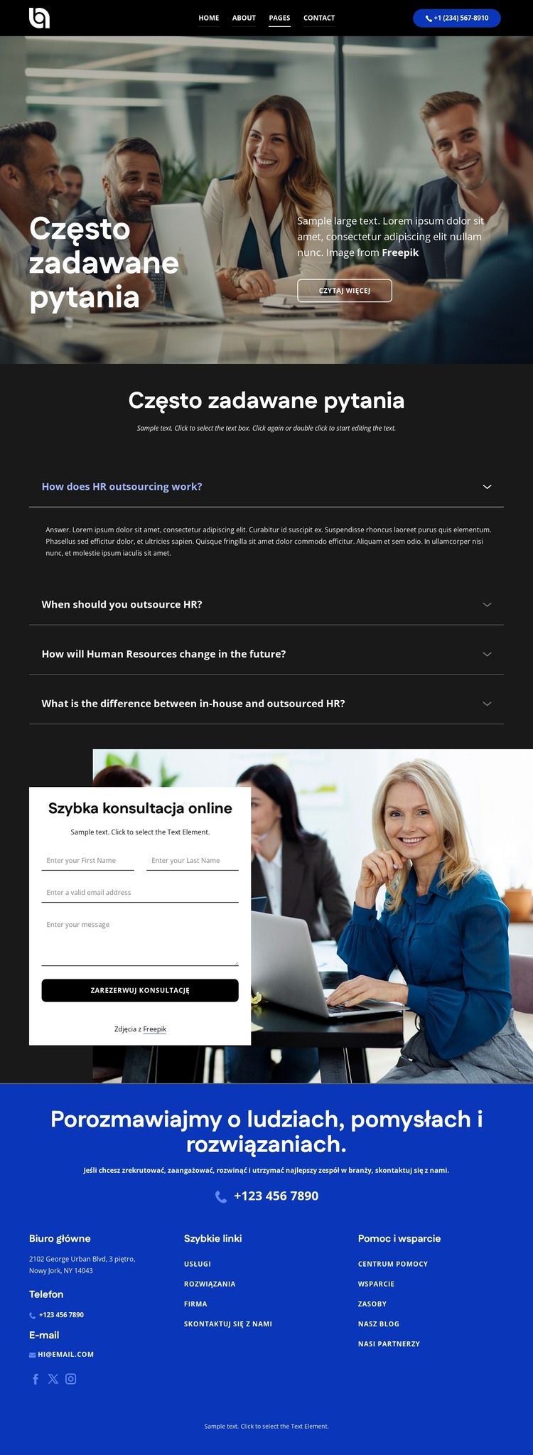 Lista pytań i odpowiadających im odpowiedzi Szablon HTML