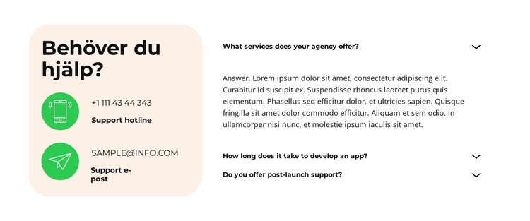 Lansering och support HTML-mall