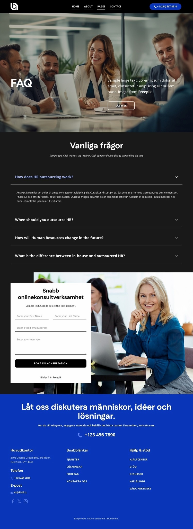 Listan med frågor och motsvarande svar HTML-mall