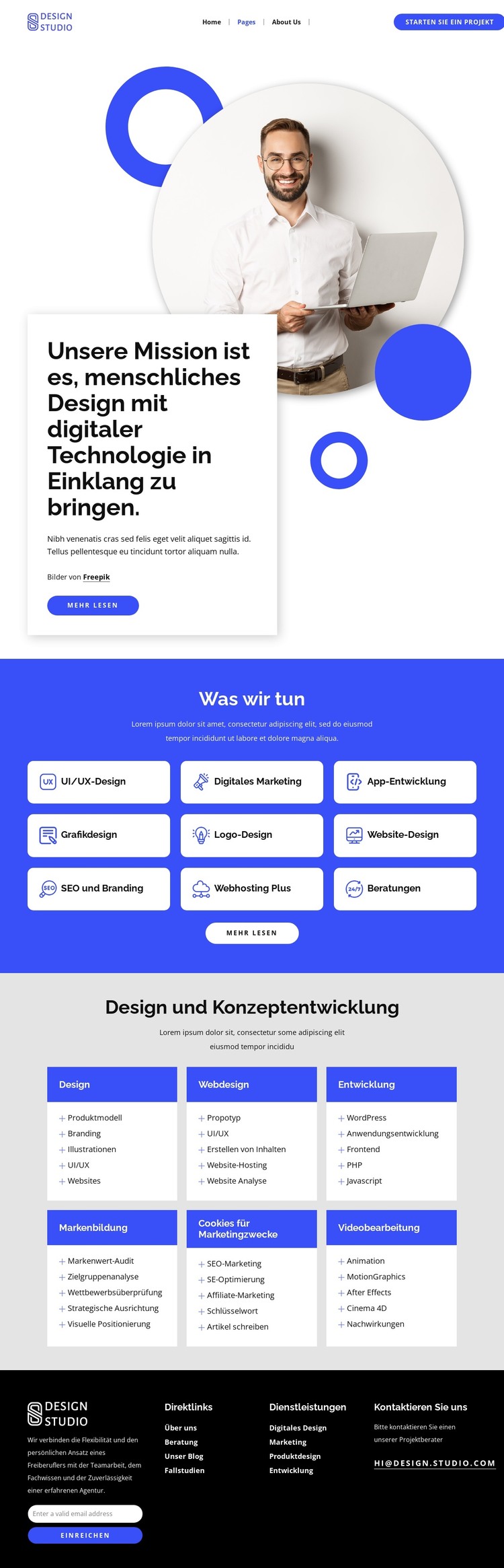Webdesign und Website-Entwicklung HTML-Vorlage