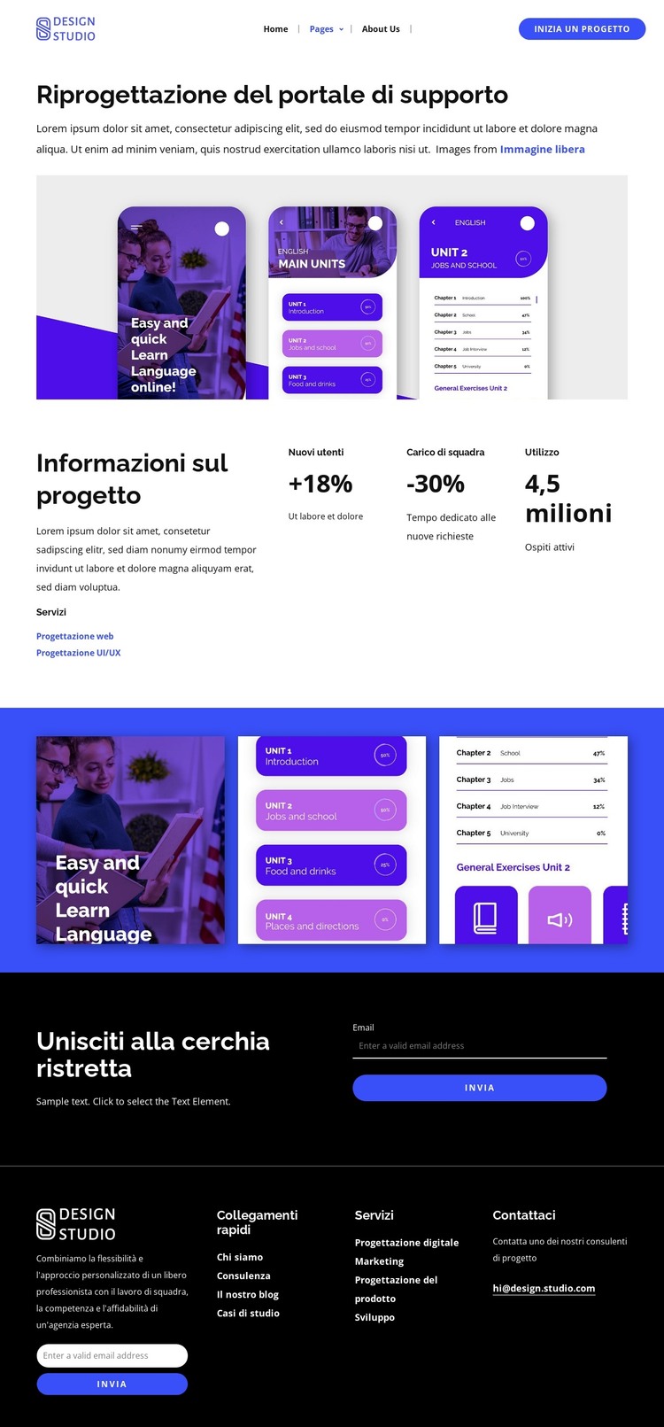 Riprogettare l'app per l'apprendimento delle lingue Modello HTML