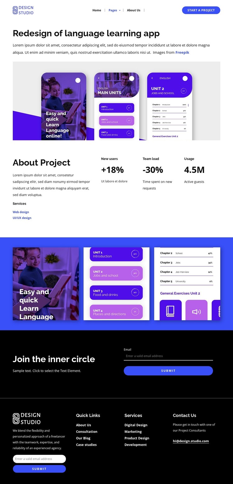 Redesign language learning app WordPress Theme