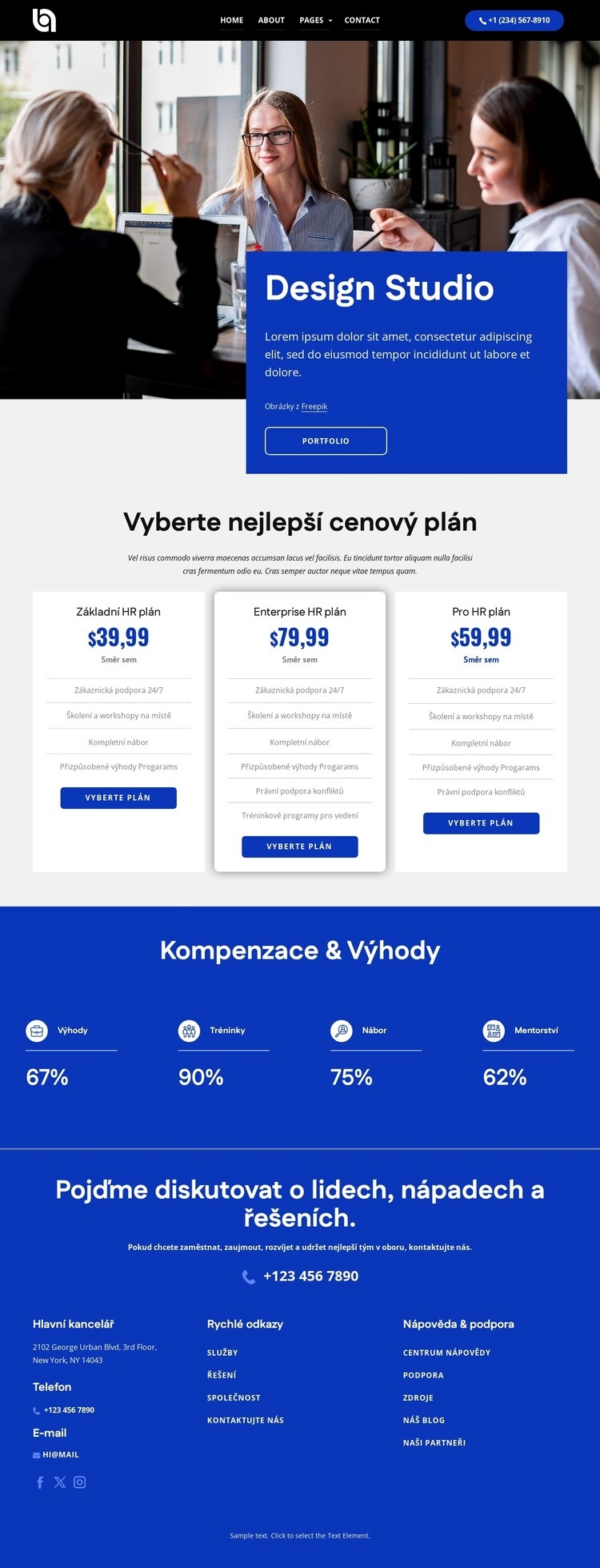 Vyberte si nejlepší cenový plán Šablona webové stránky