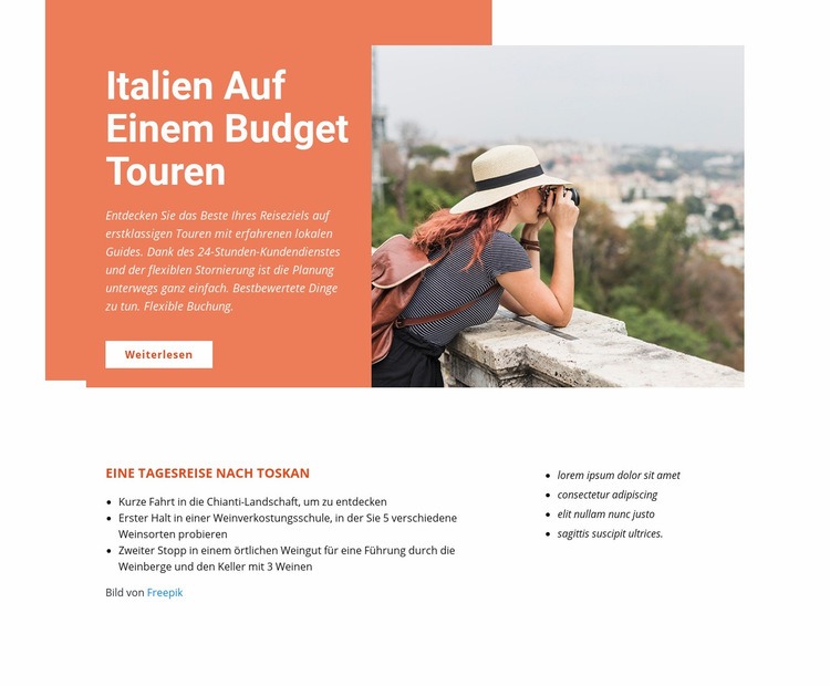 Italien Budget Touren Website-Modell