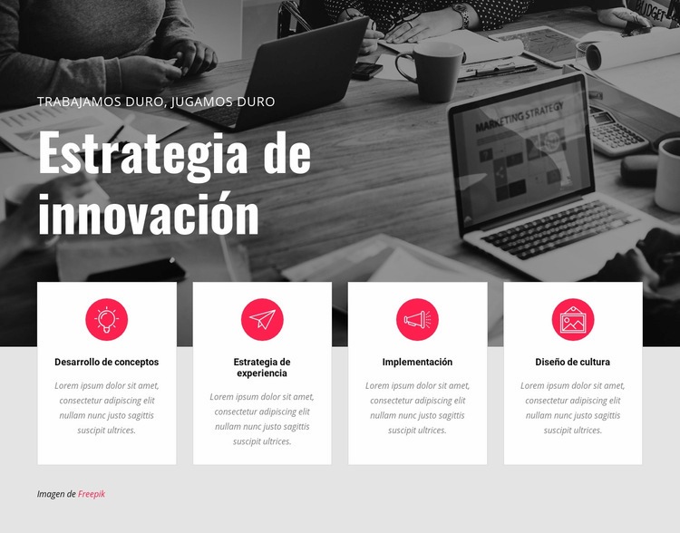 Estrategia de innovación Maqueta de sitio web