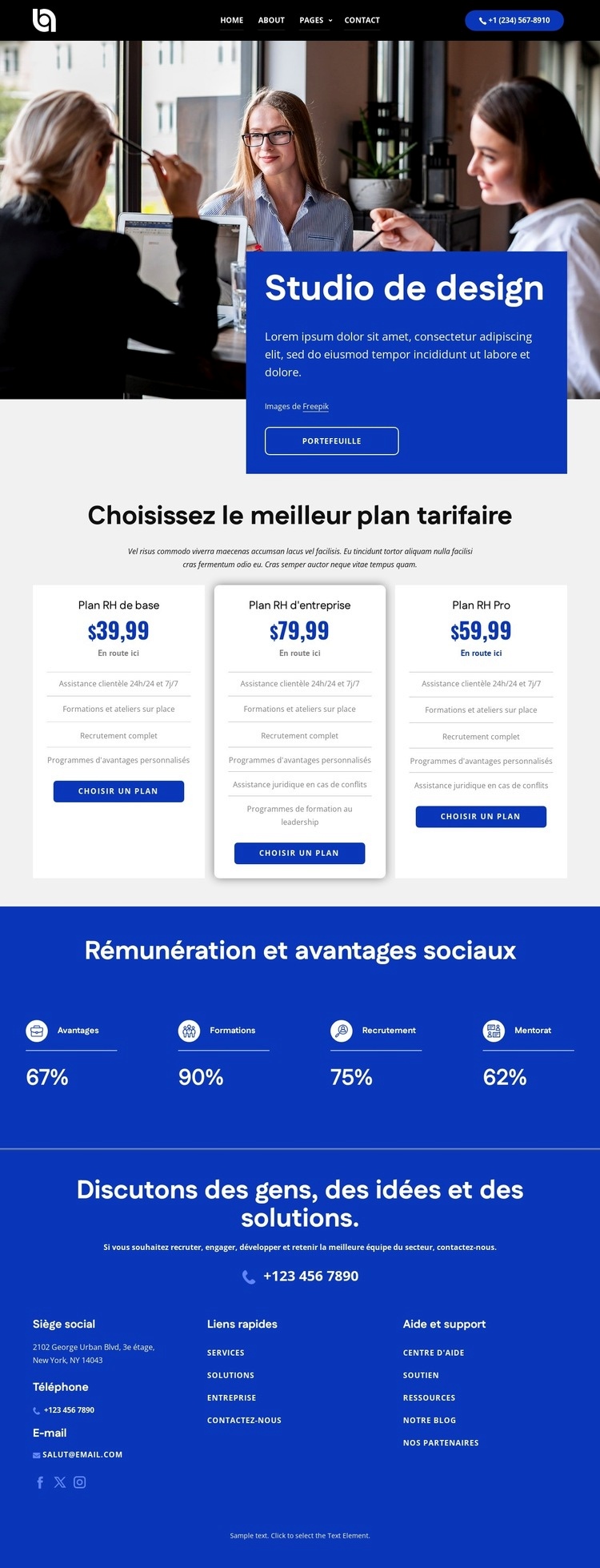 Choisissez le meilleur plan tarifaire Maquette de site Web