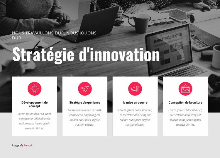 Stratégie d'innovation Maquette de site Web