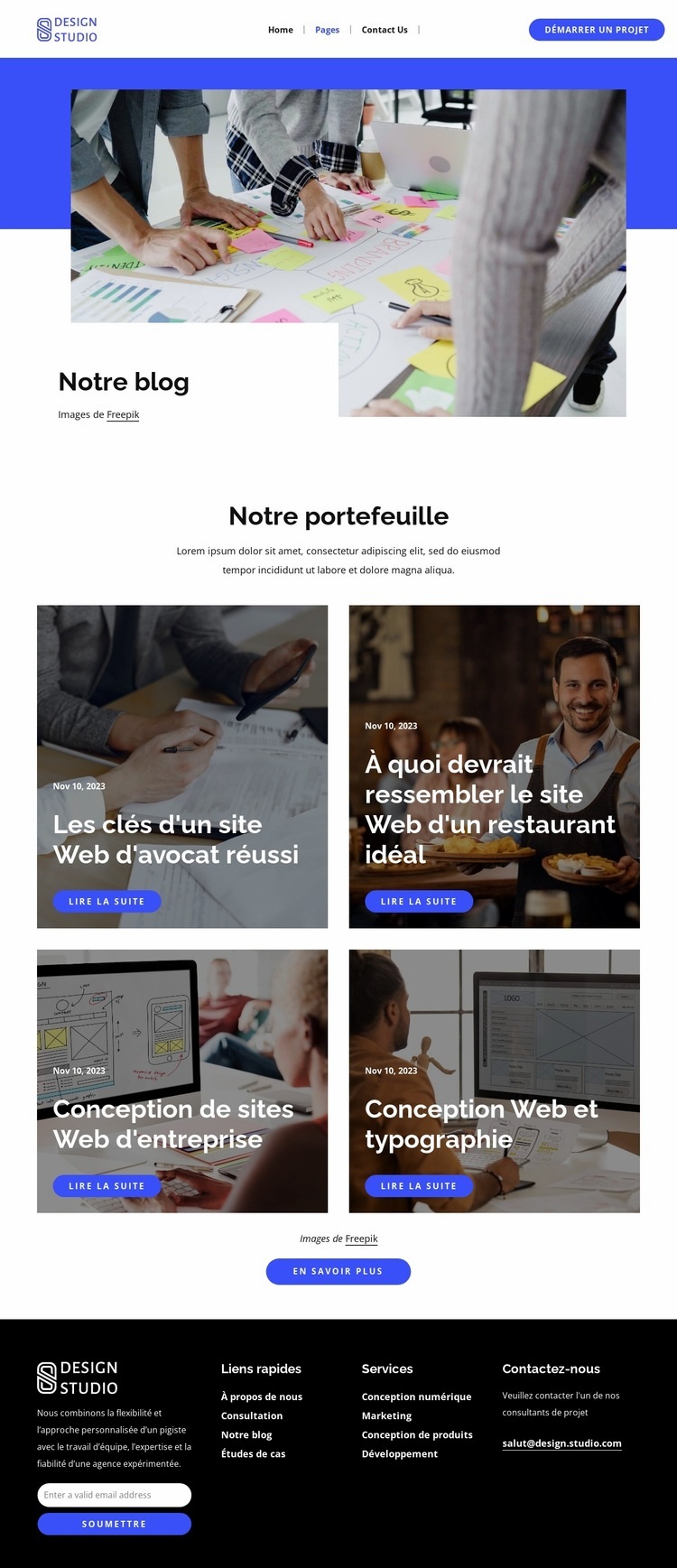 Blog du studio de design Page de destination