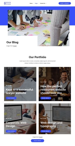 Design studio blog - Html Code Example by Nicepage