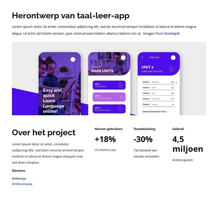 Herontwerp van taal leerapplicatie Sjabloon
