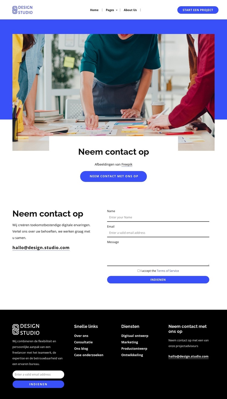 Vertel ons over uw behoeften Website sjabloon