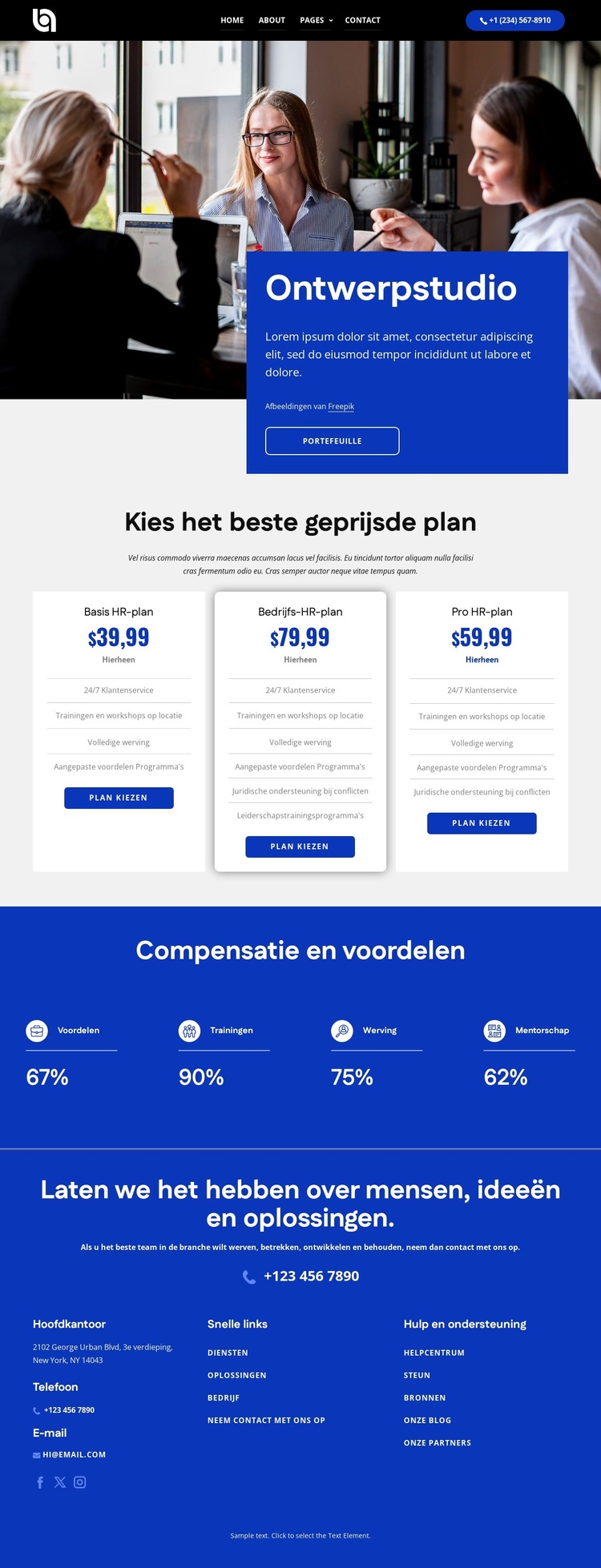 Kies het beste prijsplan Website sjabloon