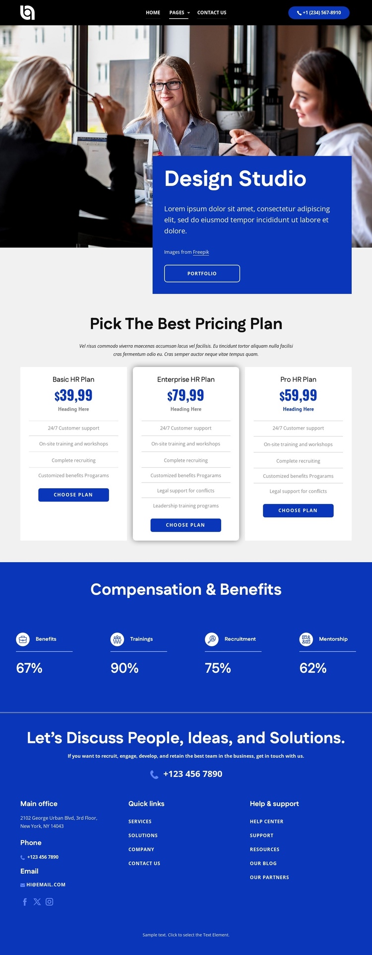 Pick the best pricing plan One Page Template