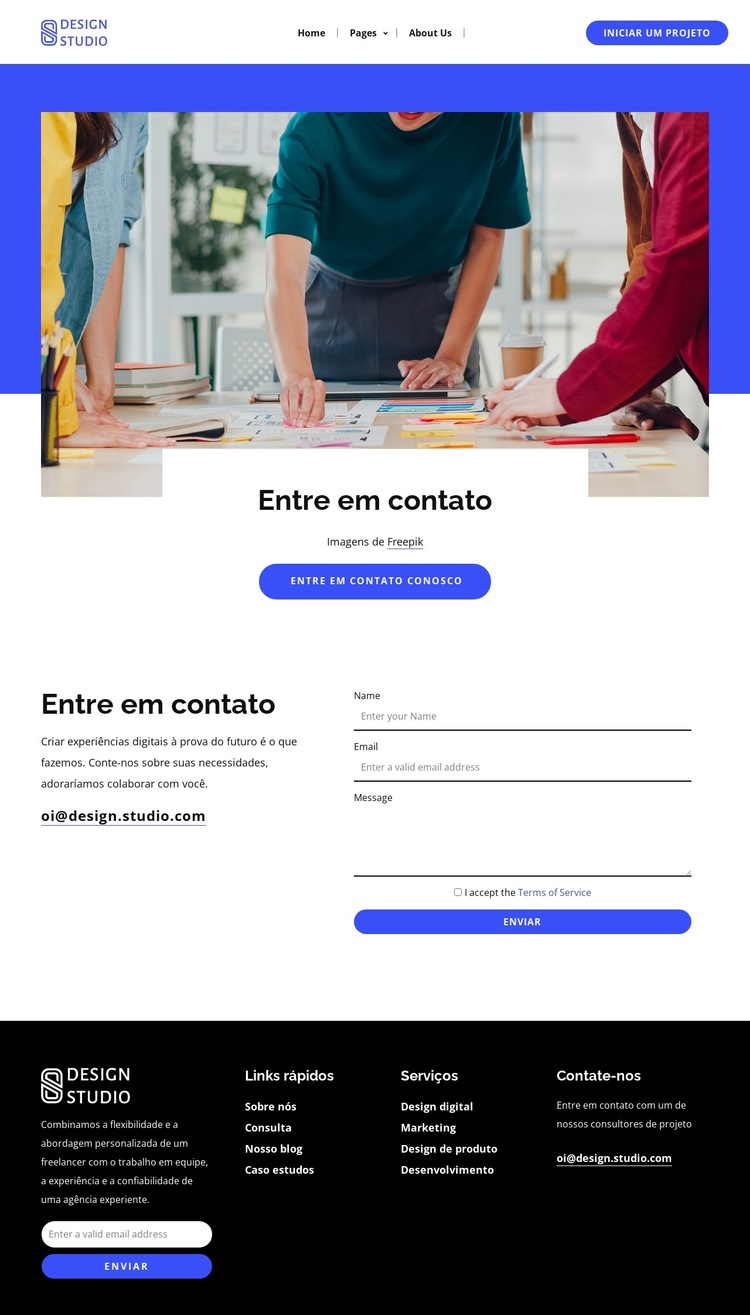 Conte-nos sobre suas necessidades Modelo de site