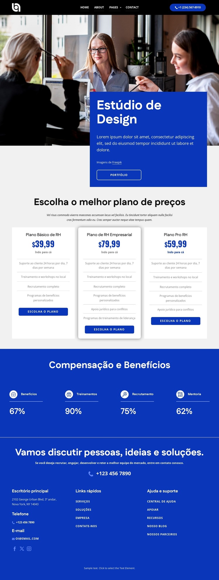Escolha o melhor plano de preços Modelo de site