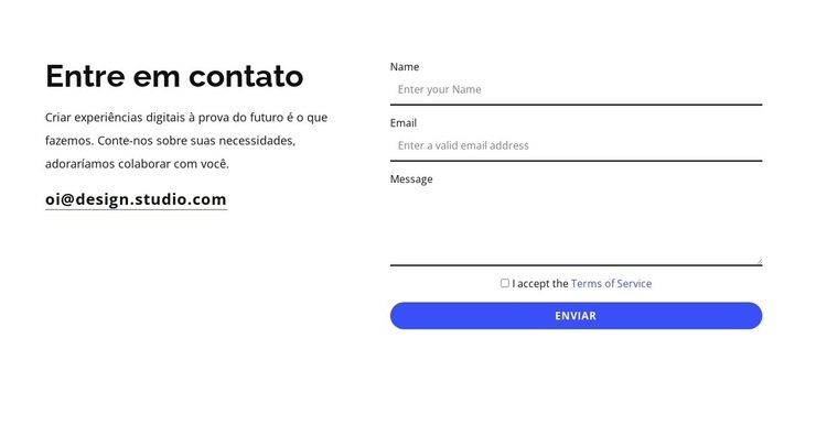Nós ajudaremos você a entrar em contato Landing Page