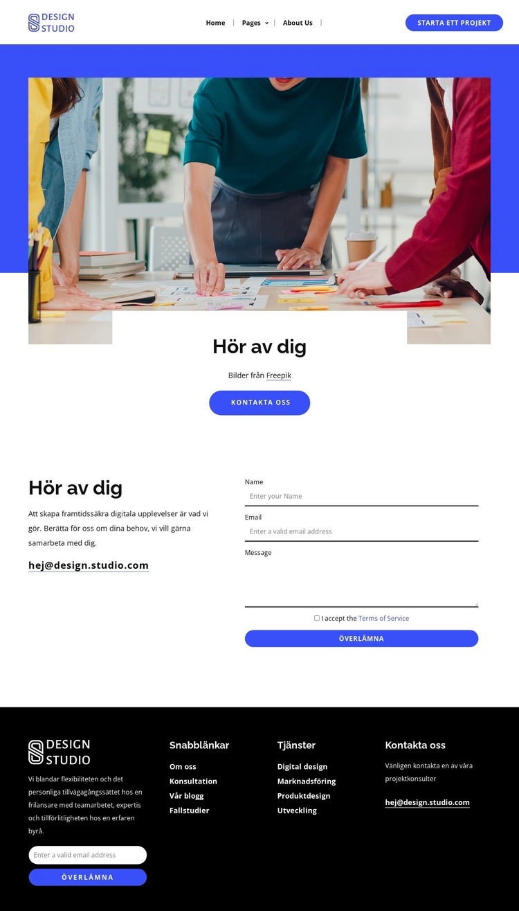 Berätta om dina behov Webbplats mall