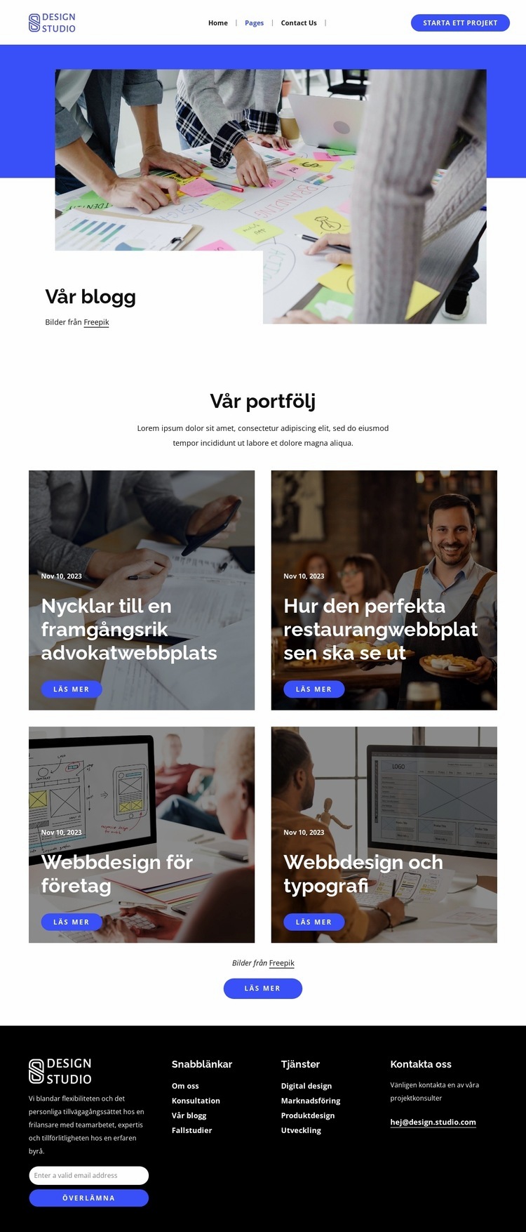 Designstudioblogg Webbplats mall