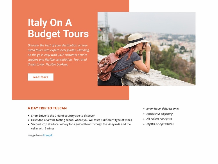 Italy budget tours Webflow Template Alternative