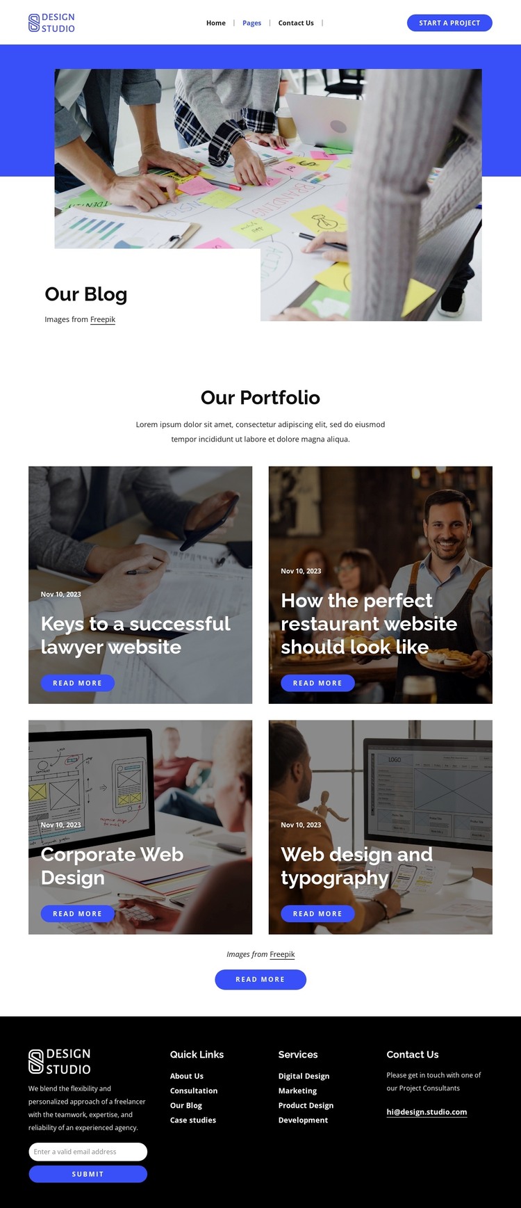 Design studio blog WordPress Theme
