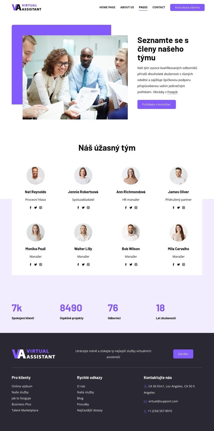 Seznamte se s členy našeho týmu Šablona HTML