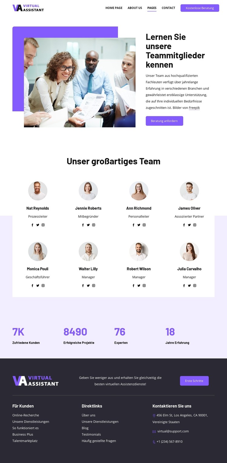 Lernen Sie unsere Teammitglieder kennen CSS-Vorlage
