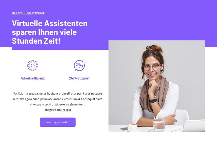 Virtueller Assistent spart Ihnen Zeit HTML-Vorlage